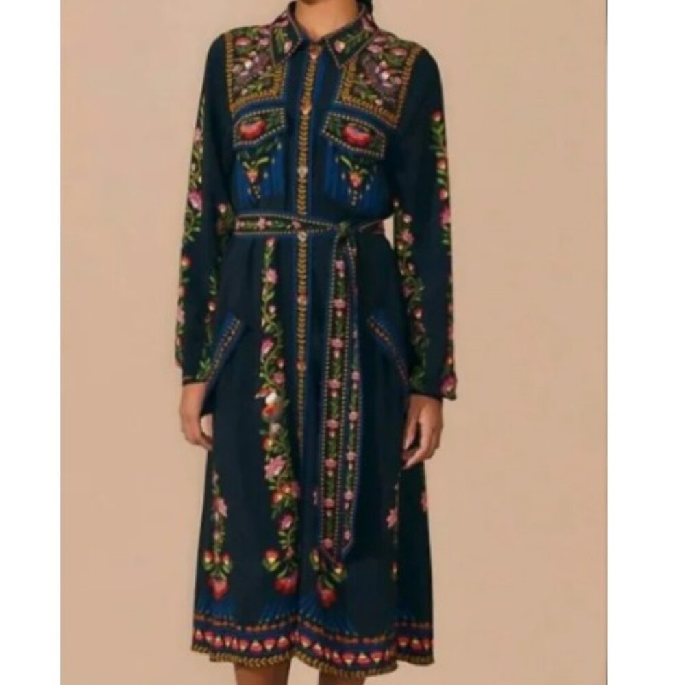 FARM Rio Tucan Garden Midi Shirt Dress